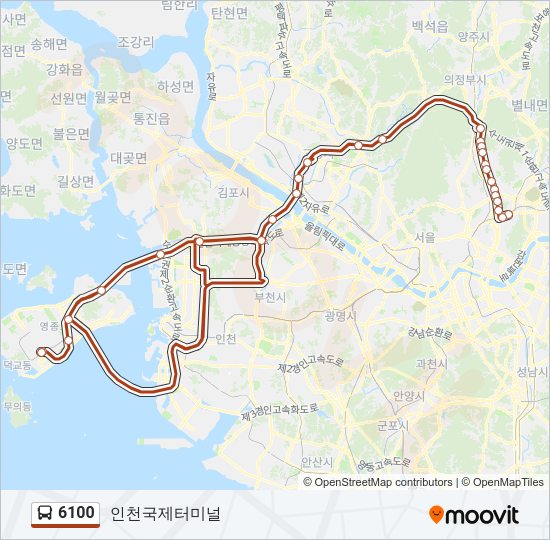 6100 버스 노선 지도