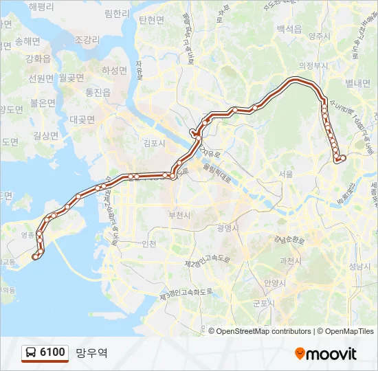 6100 버스 노선 지도