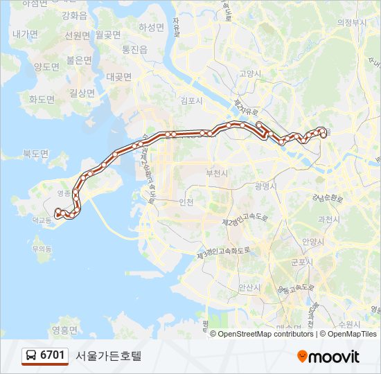 6701 버스 노선 지도