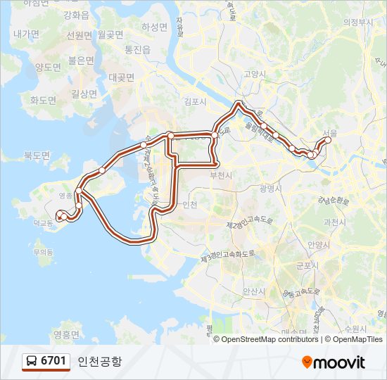 6701 버스 노선 지도
