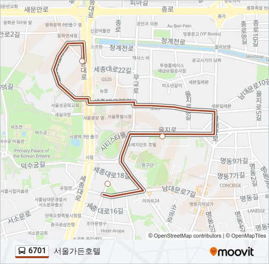 6701 버스 노선 지도