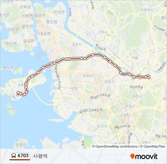 6703 버스 노선 지도