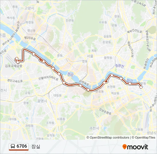 6706 버스 노선 지도
