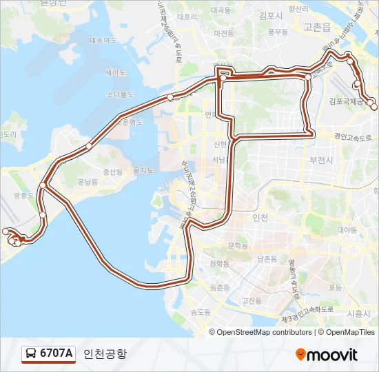 6707A 버스 노선 지도