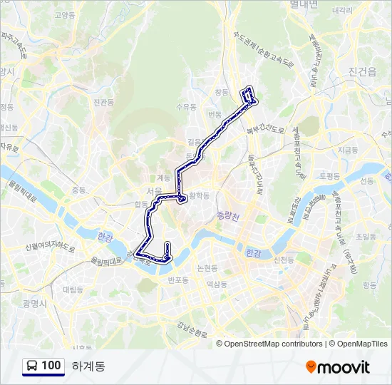 100 버스 노선 지도