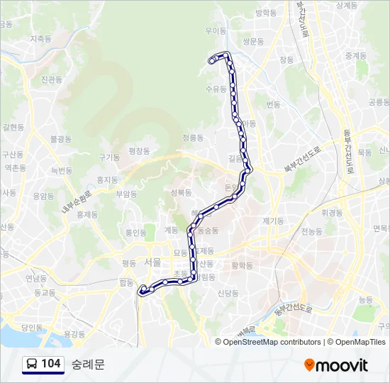 104 Bus Line Map