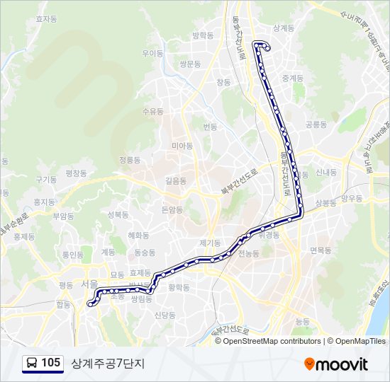 105 bus Line Map