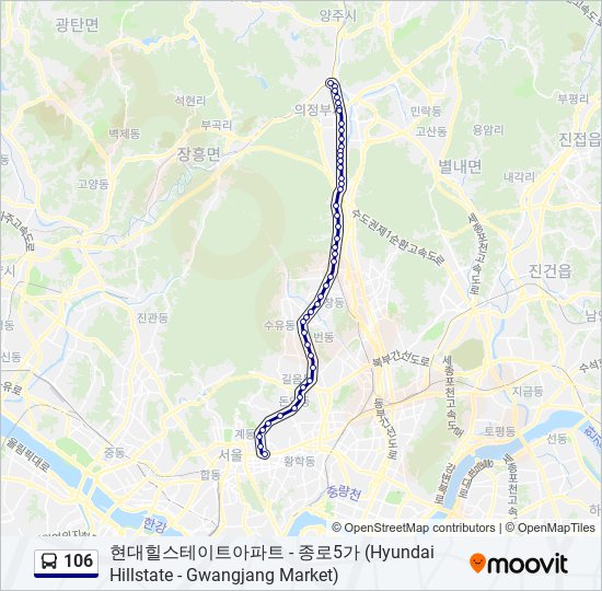 106 bus Line Map