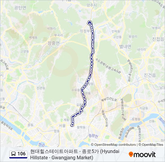 106 버스 노선 지도