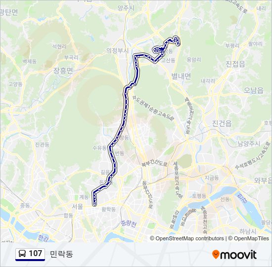 107 버스 노선 지도