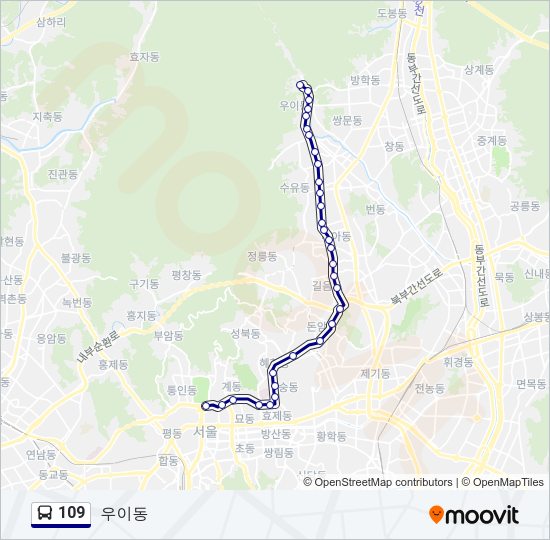 109 버스 노선 지도