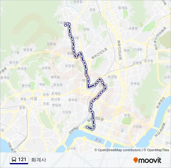121 버스 노선 지도