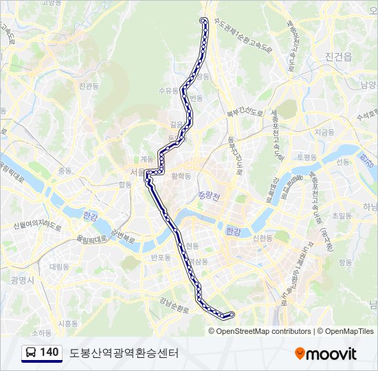 140 버스 노선 지도