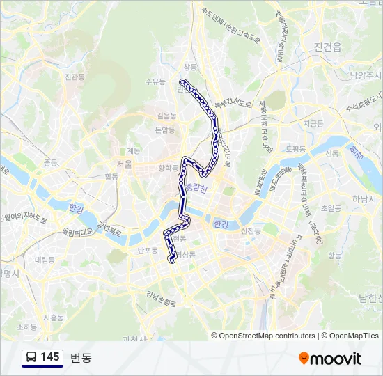 145 버스 노선 지도
