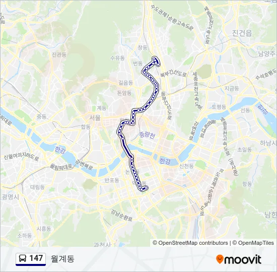 147 버스 노선 지도