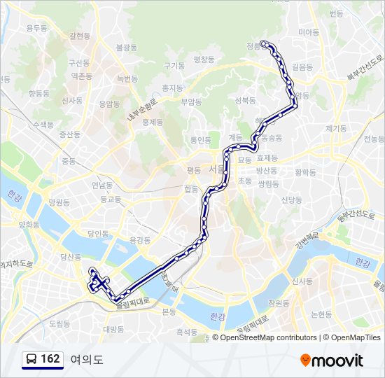 162 버스 노선 지도