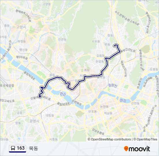 163 bus Line Map