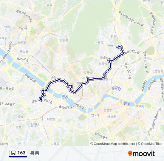 163 버스 노선 지도