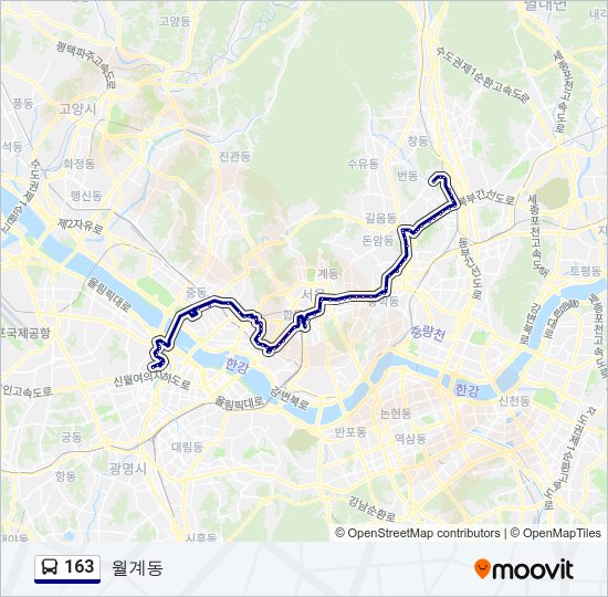 163 버스 노선 지도