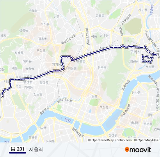 201 bus Line Map