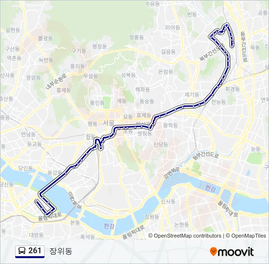 261 버스 노선 지도