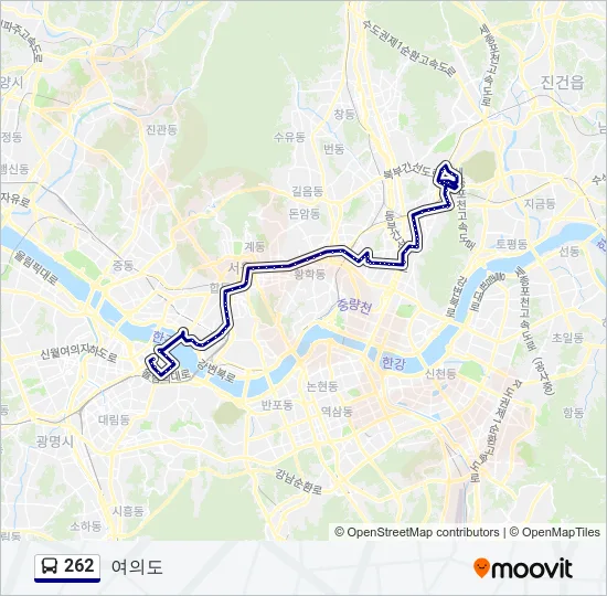 262 버스 노선 지도