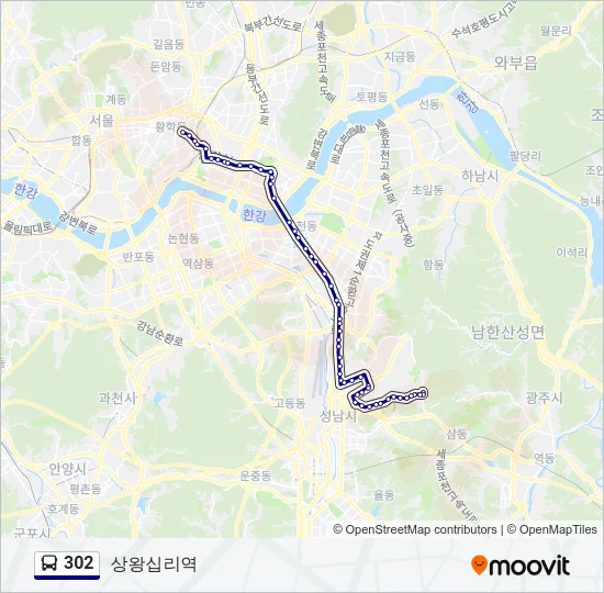 302 버스 노선 지도