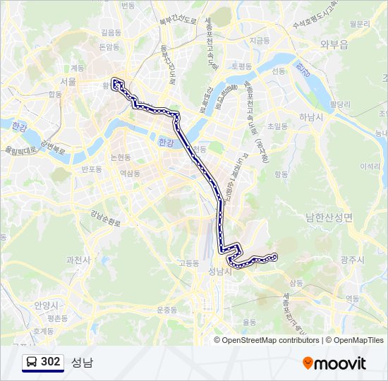 302 버스 노선 지도