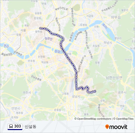 303 버스 노선 지도