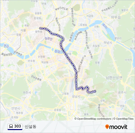 303 버스 노선 지도