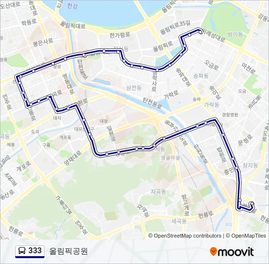 333 버스 노선 지도