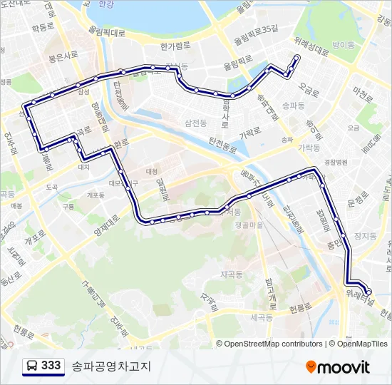 333 버스 노선 지도