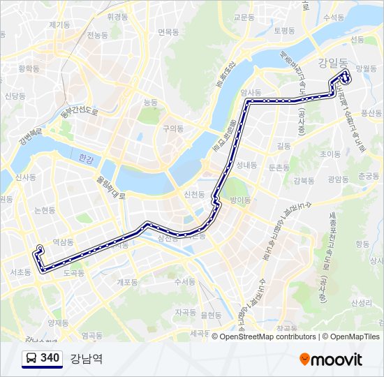 340 bus Line Map