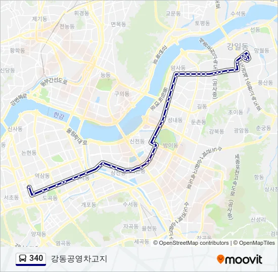 340 버스 노선 지도