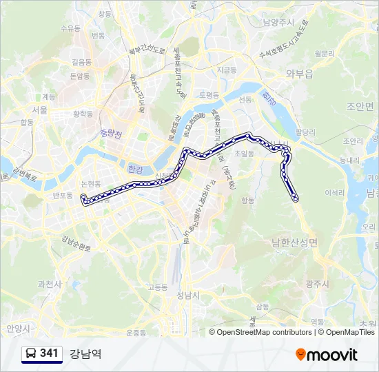 341 버스 노선 지도