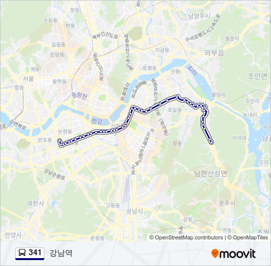 341 bus Line Map