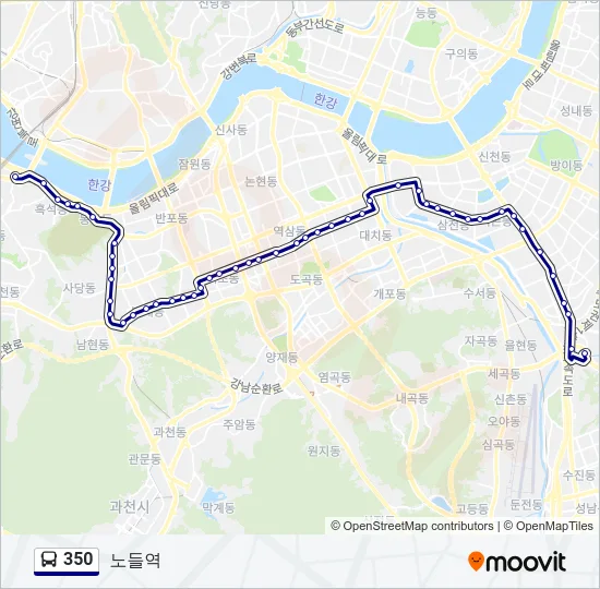 350 버스 노선 지도