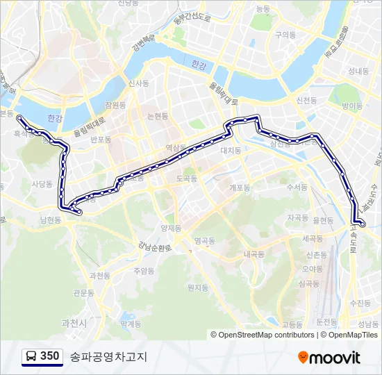 350 버스 노선 지도