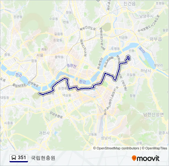 351 버스 노선 지도