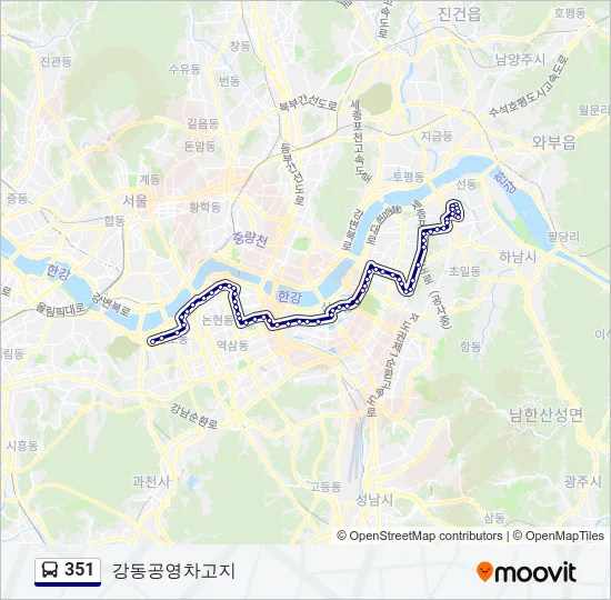 351 버스 노선 지도