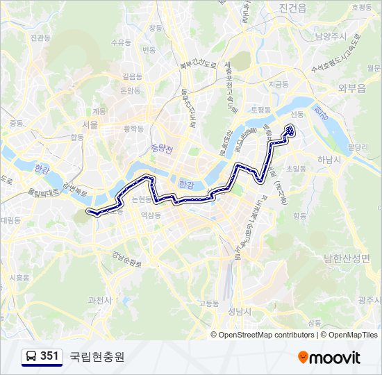 351 bus Line Map