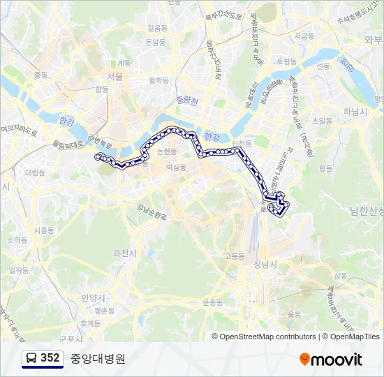 352 버스 노선 지도