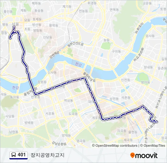 401 버스 노선 지도