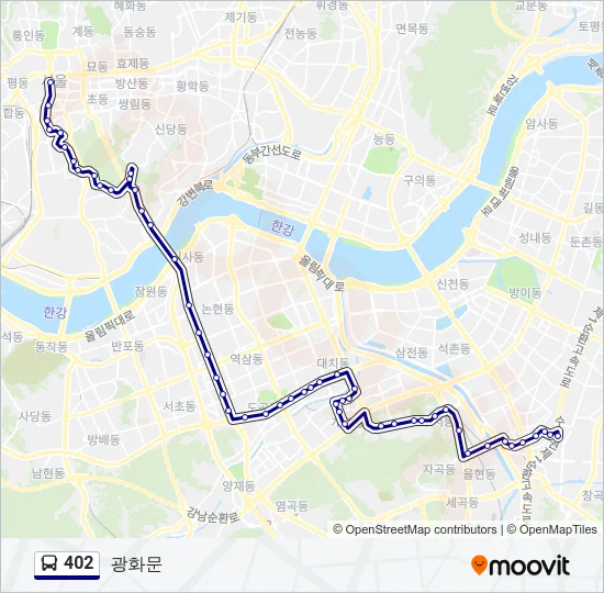 402 버스 노선 지도