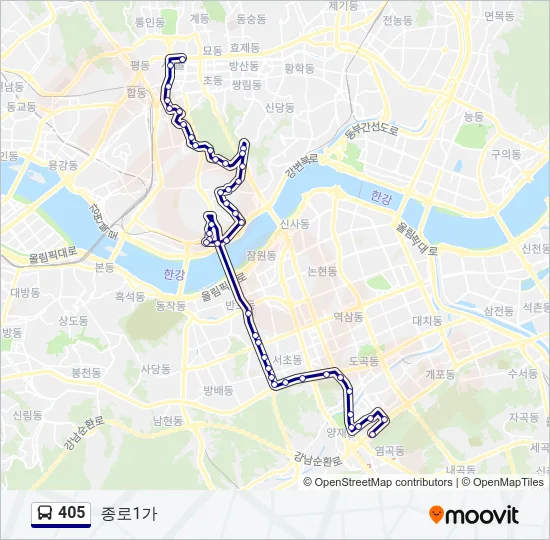 405 버스 노선 지도