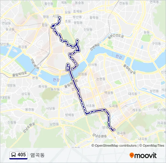 405 버스 노선 지도