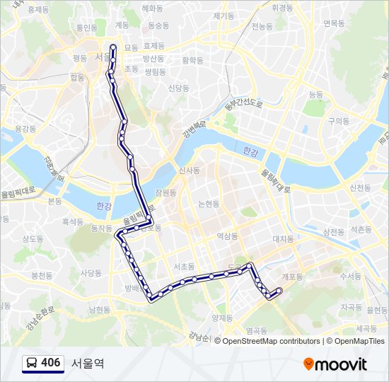 406 버스 노선 지도