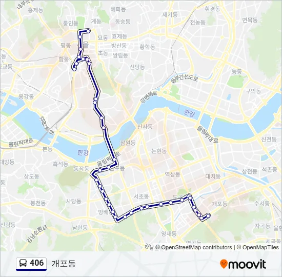 406 버스 노선 지도