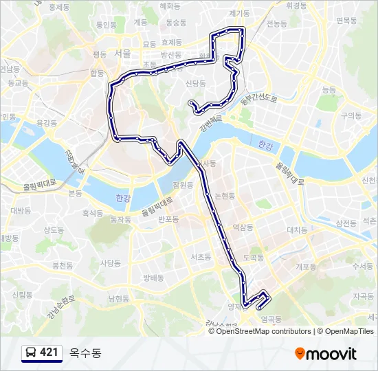 421 버스 노선 지도