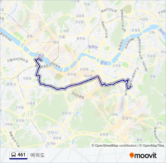 461 버스 노선 지도